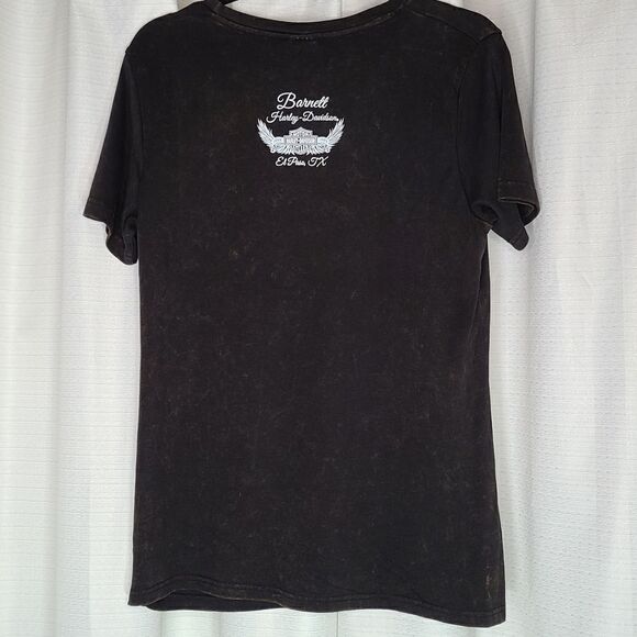 Large Womens Harley Davidson Tee Bleach Wash Neon - Picture 11 of 12